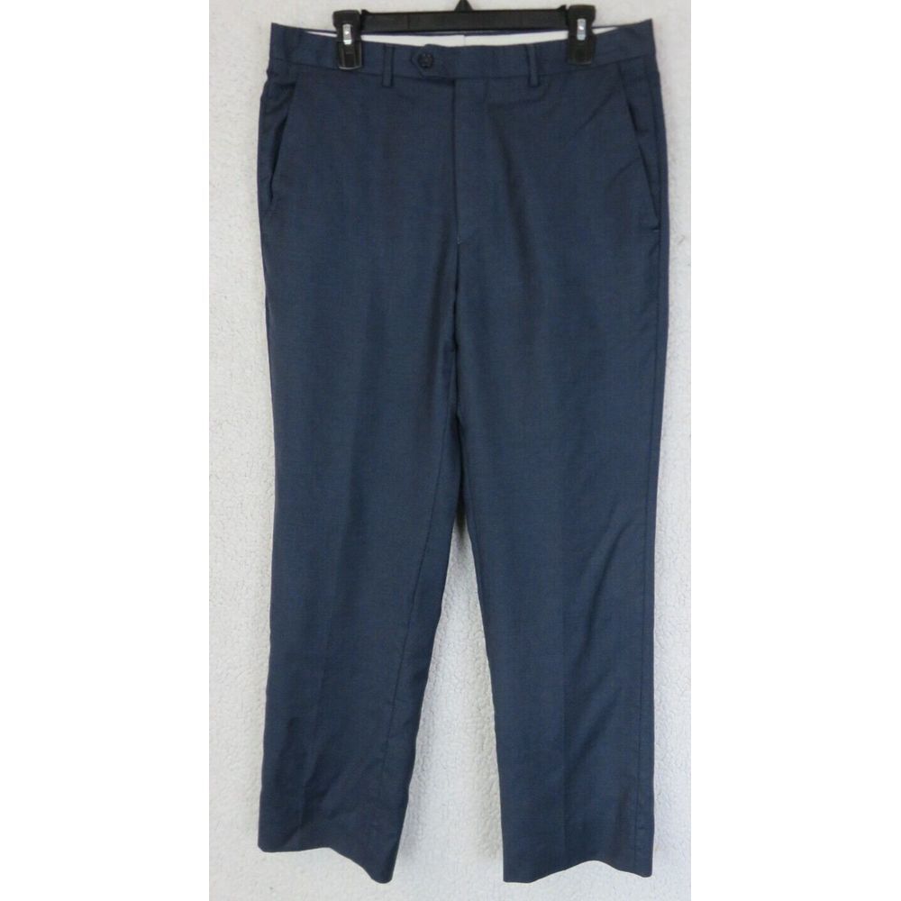 Mens Santorelli Dress Pants Blue Luxury Serge Romeo‎ 1900F Wool Italy Size 34x30
